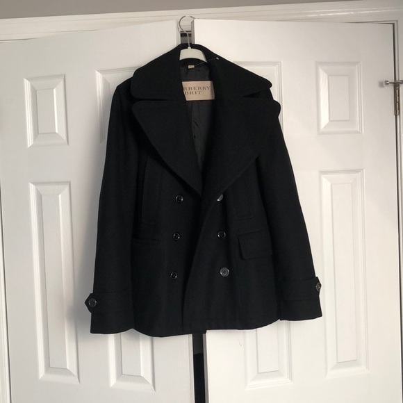 burberry black pea coat